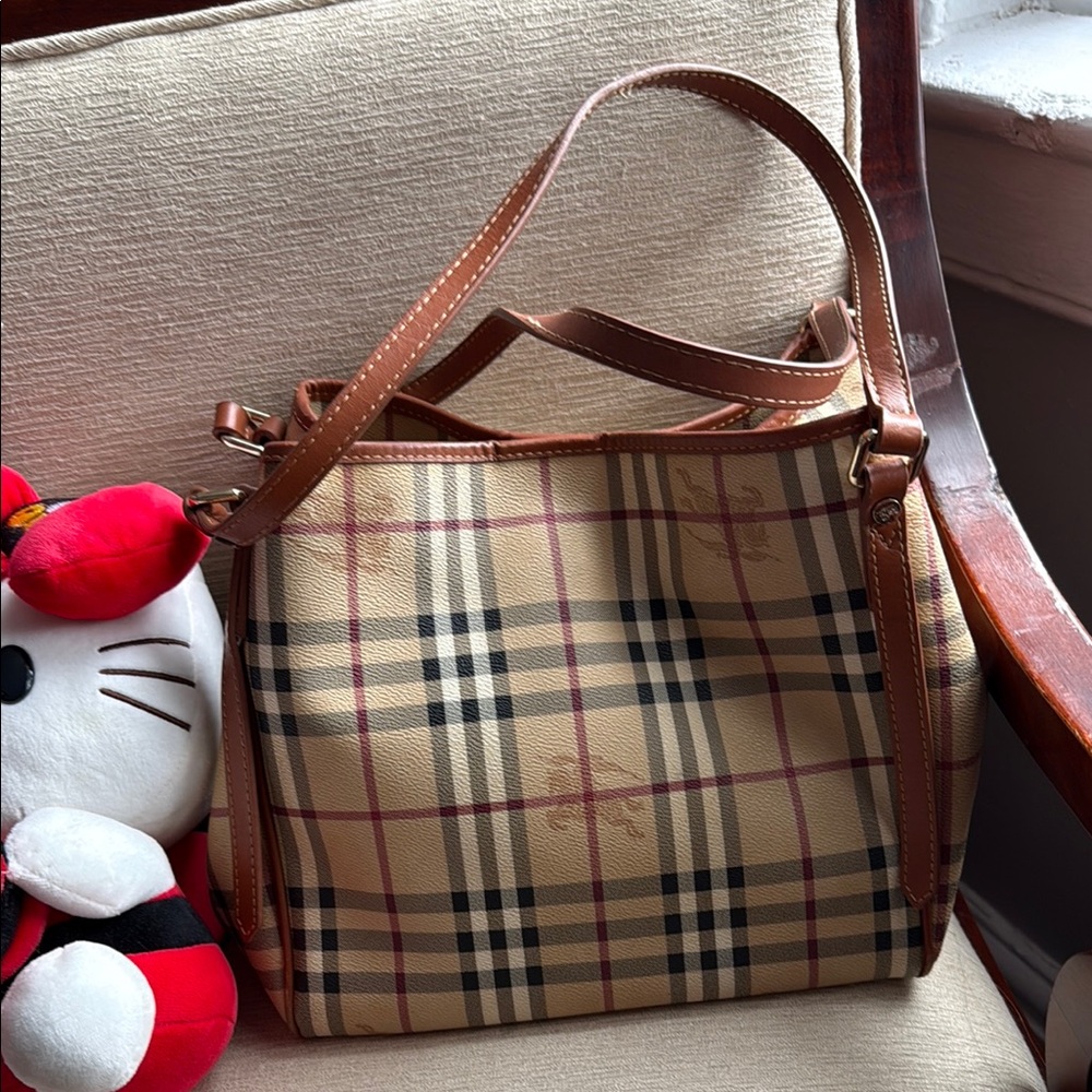 Burberry Tan and Brown Checkered Women's Bag